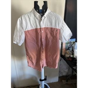 VANS CORAL WHITE OFF THE WALL CLASSIC FIT SHORT SLEEVE BUTTON DOWN SHIRT LARGE